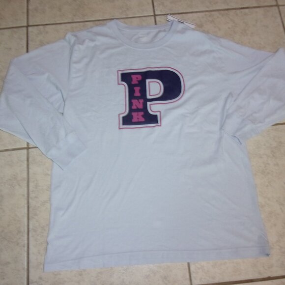 PINK Victoria's Secret Oversized Logo "P" Long Sleeve Tee - Picture 1 of 2